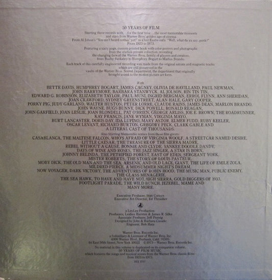 Various : 50 Years Of Film - Original Motion Picture Soundtrack Recordings Of The Great Scenes And Stars From The Warner Bros. Classics, 1923 To 1973 (3xLP, Album, Comp + Box)