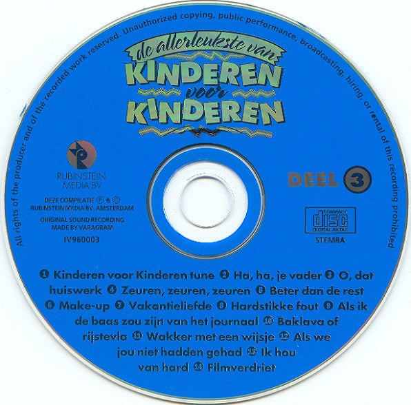 Kinderen voor Kinderen : De Allerleukste Van Kinderen Voor Kinderen Deel 3 (CD, Comp)