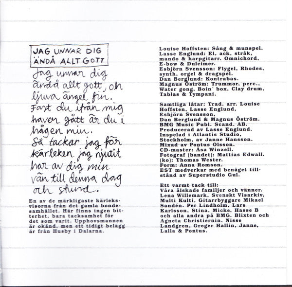 Louise Hoffsten, Lasse Englund Och E.S.T. : Kära Du, (CD, Album)