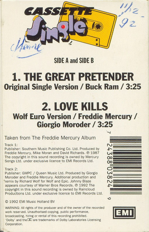 Freddie Mercury : The Great Pretender (Cass, Single)