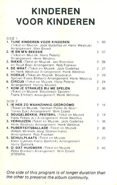 Kinderen voor Kinderen : Kinderen Voor Kinderen (Cass, Album, RE)