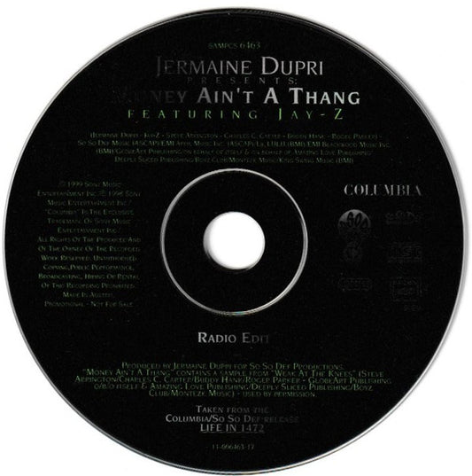 Jermaine Dupri Featuring Jay-Z : Money Ain't A Thang (CD, Single, Promo)