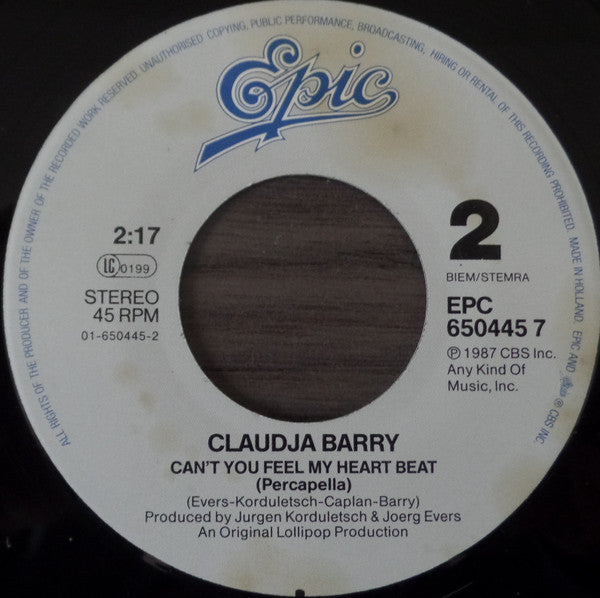 Claudja Barry : Can't You Feel My Heart Beat (7", Single)