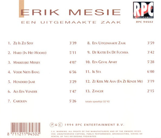 Erik Mesie : Een Uitgemaakte Zaak (CD, Album)