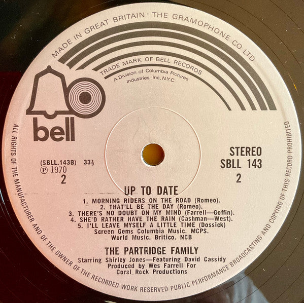 The Partridge Family Starring Shirley Jones (2) Featuring David Cassidy : Up To Date (LP, Album)