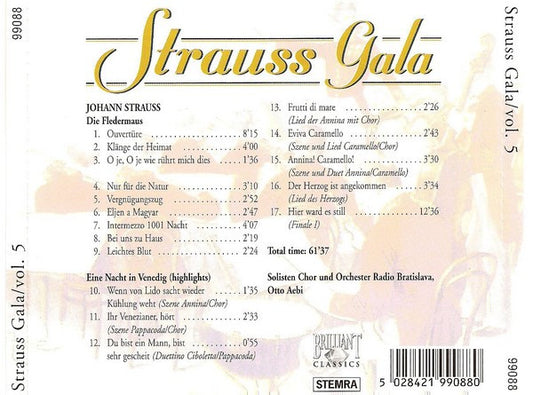 Johann Strauss Jr. / Slovak Radio Symphony Orchestra, Slovak Radio Symphony Choir Und Slovak Radio Symphony Orchestra, Otto Aebi : Strauss Gala - Eine Nacht In Venedig / Die Fledermaus (CD, Album)
