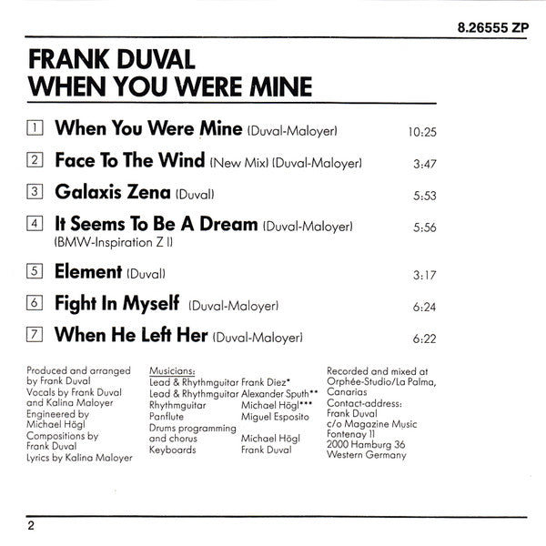 Frank Duval : When You Were Mine (CD, Album)