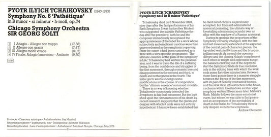 Pyotr Ilyich Tchaikovsky, Chicago Symphony Orchestra, Georg Solti : Symphony No.6 'Pathétique' (CD, Album, RE)