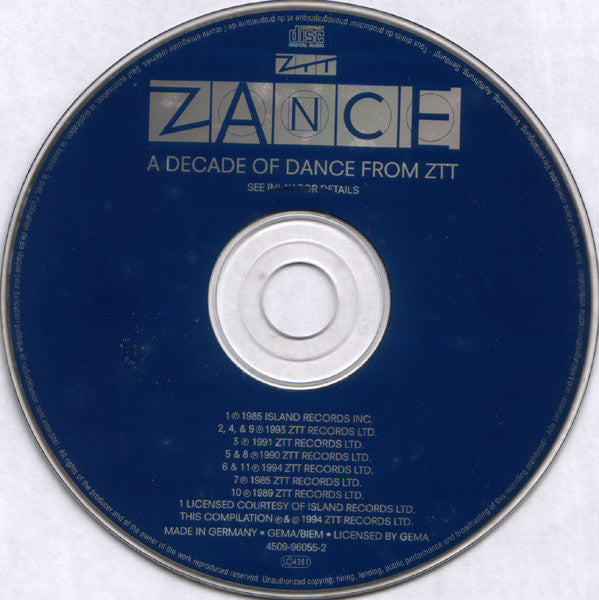 Various : Zance (A Decade Of Dance From ZTT) (CD, Comp)