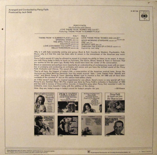 Percy Faith And His Orchestra And Chorus : Love Theme From "Romeo And Juliet" (LP, Album)
