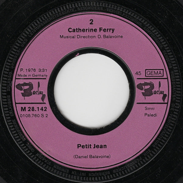 Catherine Ferry : 1, 2, 3 (7", Single)