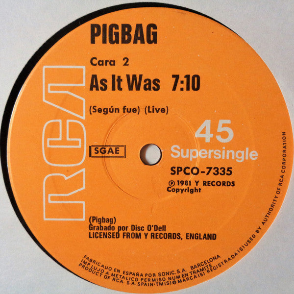 Pigbag : Papa's Got A Brand New Pigbag = Papa Tiene Una Flamante Bolsa De Piel De Cerdo (12")