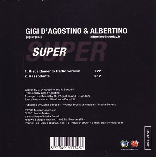 Gigi D'Agostino & Albertino : Super (CD, Single, Car)