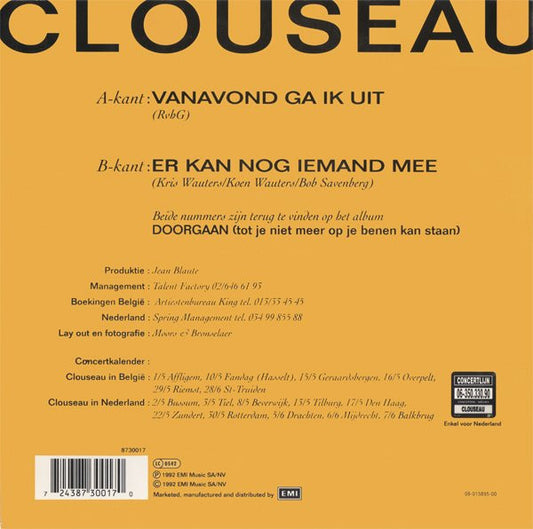 Clouseau : Vanavond Ga Ik Uit (7", Single)