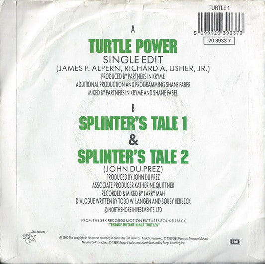 Partners In Kryme : Turtle Power (7", Single, M/Print, Inj)