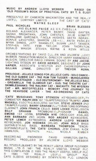 Andrew Lloyd Webber : Highlights From Cats (Cass)