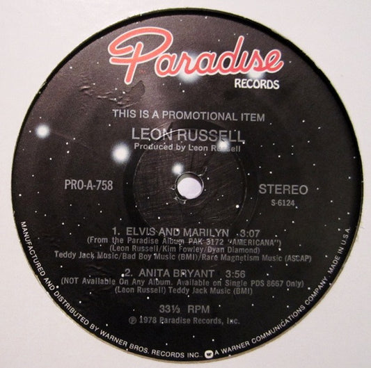 Leon Russell : Elvis And Marilyn / Anita Bryant (12", Promo)