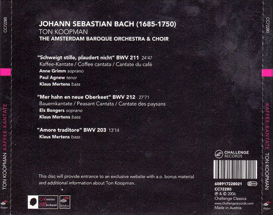 Johann Sebastian Bach - Ton Koopman, The Amsterdam Baroque Orchestra And Choir : Kaffee-Kantate (CD, Comp)
