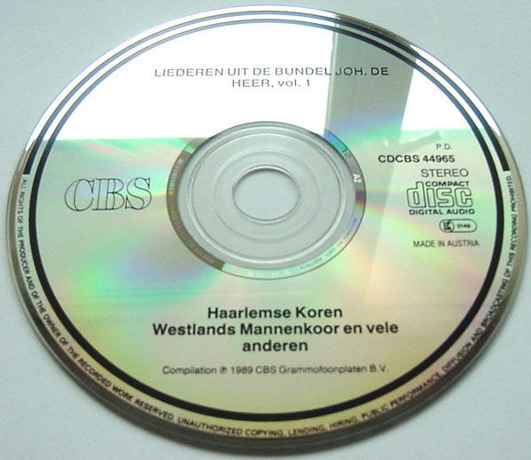 Haarlemse Koren, Westlands Mannenkoor : Liederen Uit de Bundel Johannes de Heer No.1 (CD, Album)