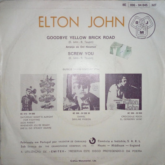 Elton John : Goodbye Yellow Brick Road (7", Single)