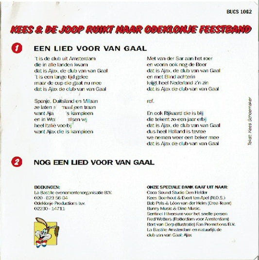 Kees & De Joop Ruikt Naar Odeklonje Feestband : Een Lied Voor Van Gaal (CD, Single)