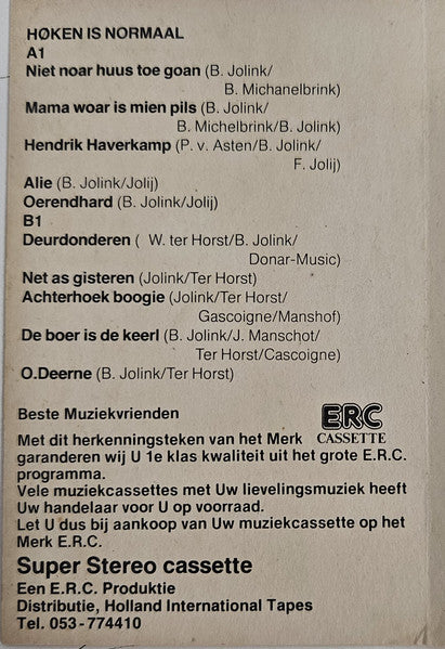 Unknown Artist : Høken Is Normaal (Cass, Comp)