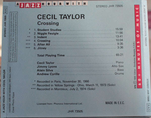 Cecil Taylor : Crossing (CD, Comp)