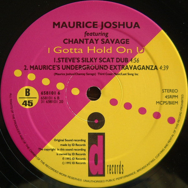 Maurice Joshua Featuring Chantay Savage : I Gotta Hold On U (12", Single)