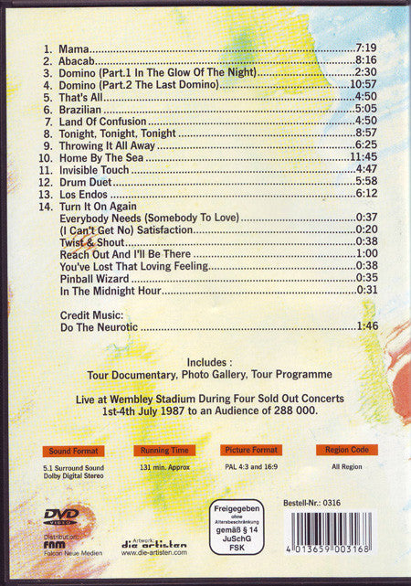 Genesis : Live At Wembley Stadium (DVD-V, Unofficial, Multichannel, PAL)