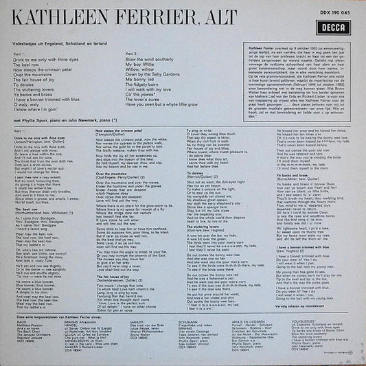 Kathleen Ferrier : Volksliedjes Uit Engeland, Schotland En Ierland (LP, Comp, Mono)
