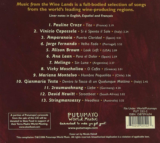 Various : Music From The Wine Lands (CD, Comp)