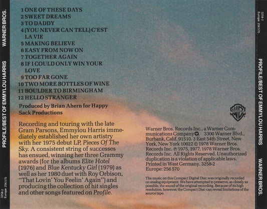 Emmylou Harris : Profile/Best Of Emmylou Harris (CD, Comp, RE, Tar)