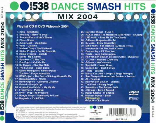Various : 538 Dance Smash Hits Mix 2004 (CD, Mixed + DVD-V, Mixed, PAL)