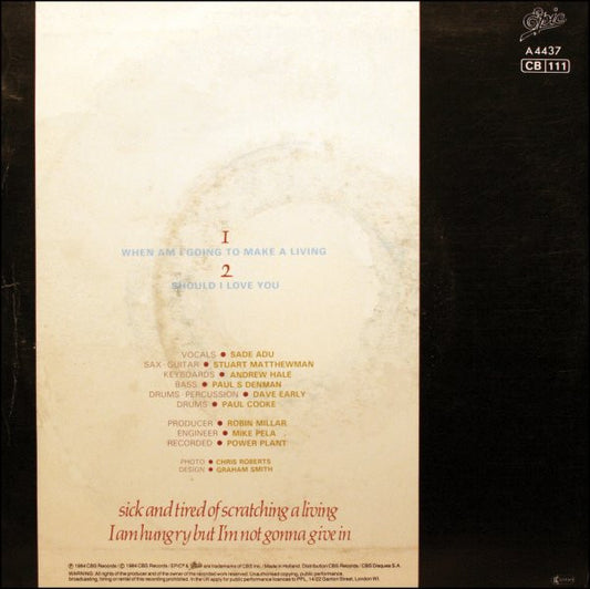 Sade : When Am I Going To Make A Living (7", Single)