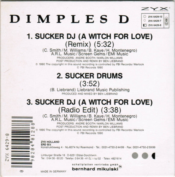 Dimples D : Sucker DJ (A Witch For Love) (CD, Maxi, Car)