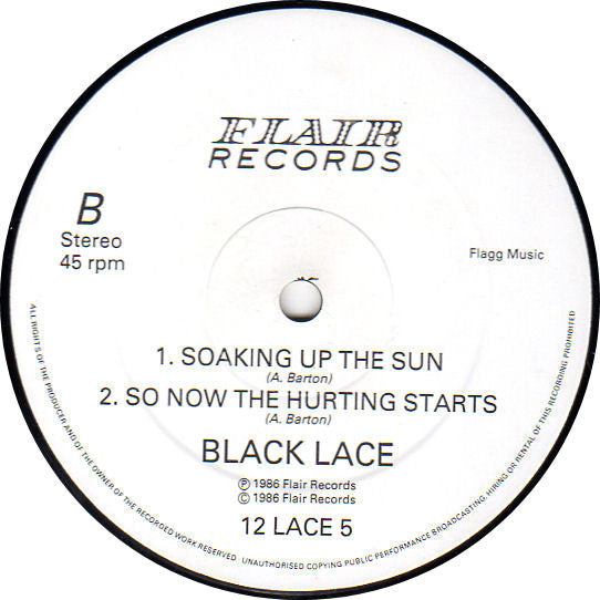 Black Lace : Wig-Wam Bam / Soaking Up The Sun / So Now The Hurting Starts (12")
