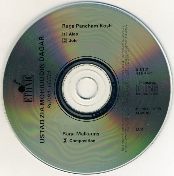 Ustad Zia Mohiuddin Dagar : Great Masters Of The Rudra-Veena / Grands Maitres De La Rudra-Veena (CD, Album, RE)