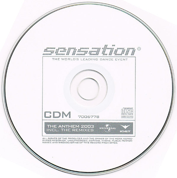 Sensation (2) : The Anthem 2003 (The Remixes) (CD, Maxi)