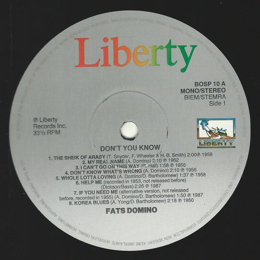 Fats Domino : Don't You Know? (LP, Comp)
