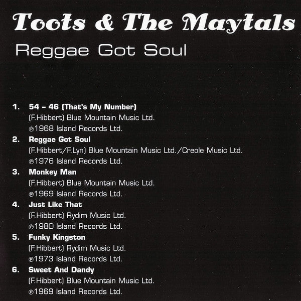 Toots & The Maytals : Reggae Got Soul (CD, Comp)