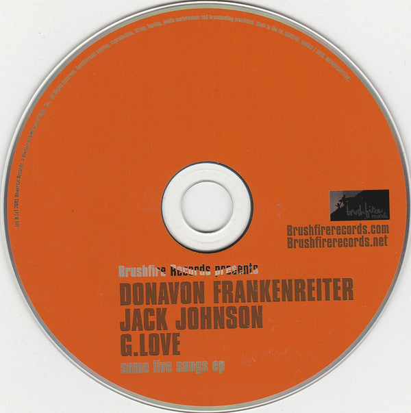 Donavon Frankenreiter, Jack Johnson, G. Love : Some Live Songs EP (CD, EP)