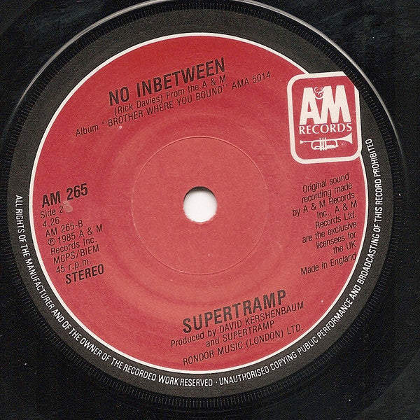 Supertramp : Still In Love / No Inbetween (7")