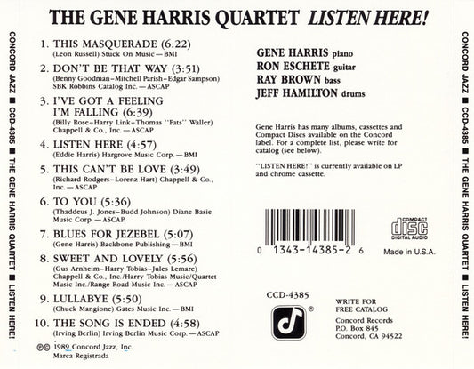 The Gene Harris Quartet : Listen Here! (CD, Album)