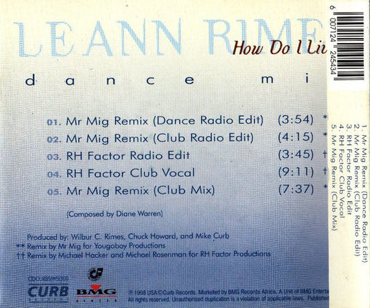 LeAnn Rimes : How Do I Live (Dance Mix) (CD, Single)
