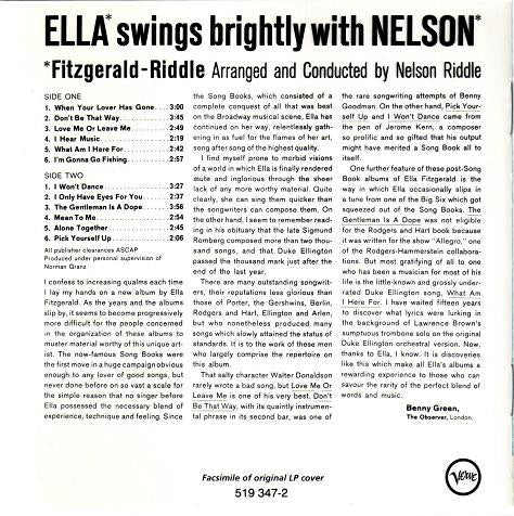 Ella Fitzgerald - Nelson Riddle : Ella Swings Brightly With Nelson (CD, Album)