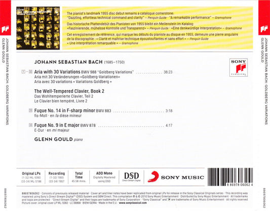 Johann Sebastian Bach - Glenn Gould : The Goldberg Variations (CD, Album, Mono, RE, RM)