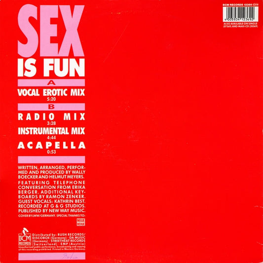 Erotic Society Featuring Erika Berger : Sex Is Fun (12")