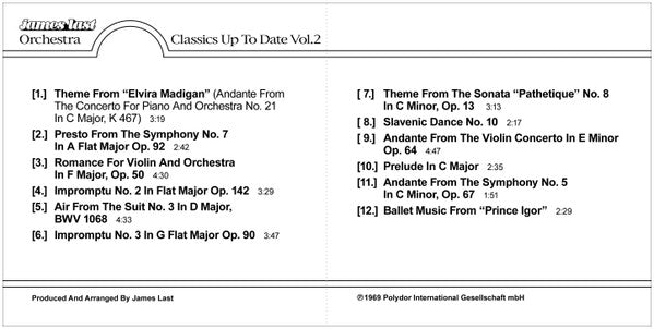 Orchester James Last : Classics Up To Date Vol. 2 (CD, Album, RE)