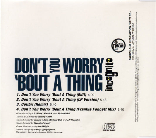 Incognito : Don't You Worry 'Bout A Thing (CD, Single)