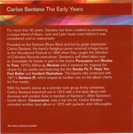 Carlos Santana : The Early Years (CD, Comp, Promo)